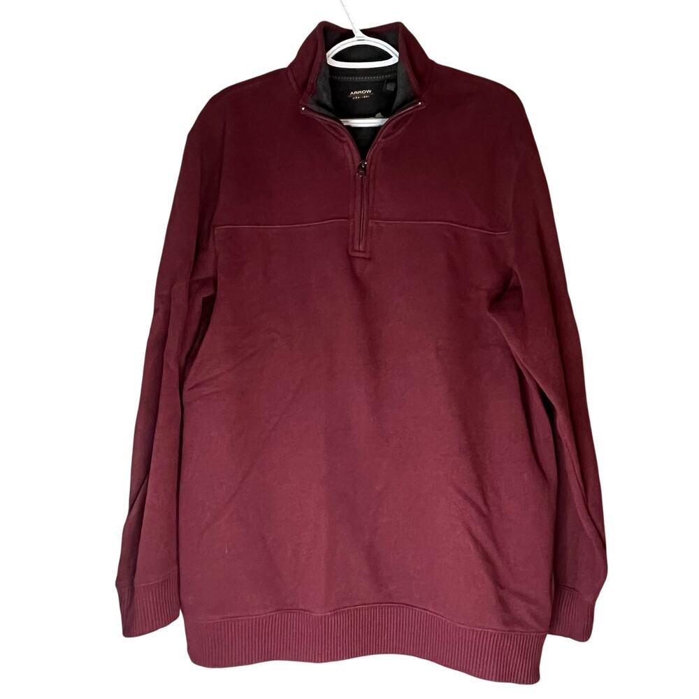 Arrow Men’s 1/4 Zip Maroon Sweater Size Large